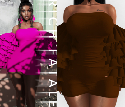 Second Life Marketplace - $RICH FATALE - MAMACITA RUFFLE DRESS - MOCHA